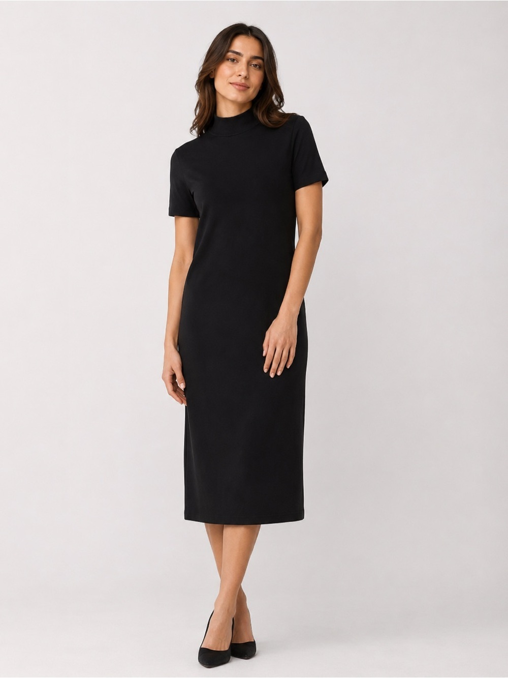 Plaza south black wool blend midi dress SP